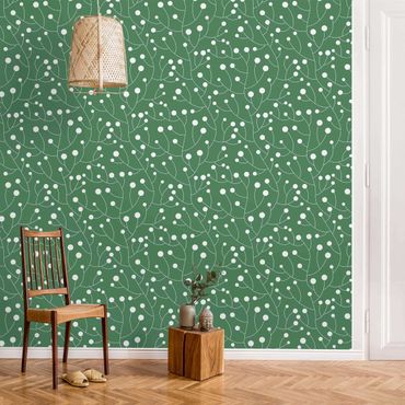 Papier peint - Natural Pattern Growth With Dots On Green