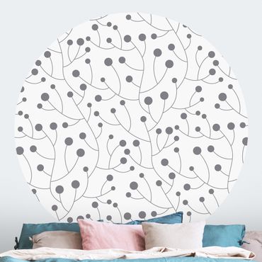 Papier peint rond autocollant - Natural Pattern Growth With Dots Grey