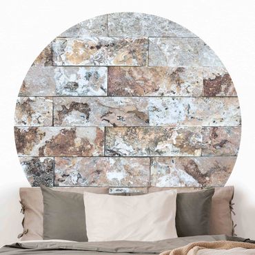 Papier peint rond autocollant cuisine - Natural Marble Stone Wall