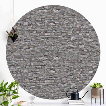 Papier peint rond autocollant - Natural Stone Wallpaper Old Stone Wall