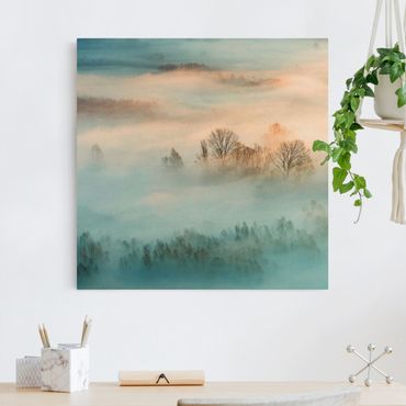 Tableau sur toile naturel - Fog At Sunrise - Carré 1:1