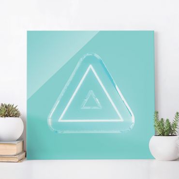 Tableau en verre - Neon Gamer Symbol Triangle