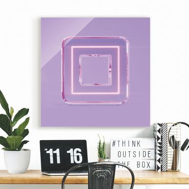 Tableau en verre - Neon Gamer Symbol Square