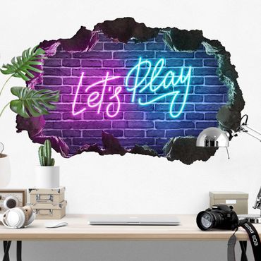 Sticker mural - Neon Text Let's Play