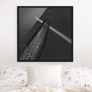 Framed poster - New York Flat Iron With Airplane