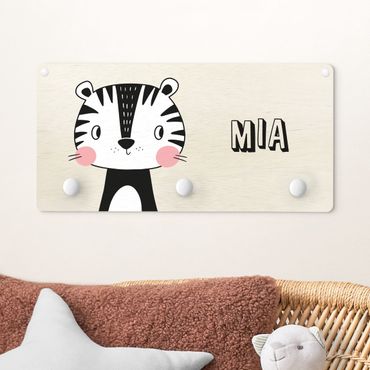 Porte-manteau enfant - Cute Tiger Cat With Customised Name