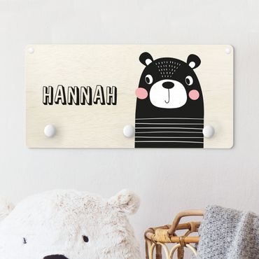 Porte-manteau enfant - Cute Striped Bear With Customised Name