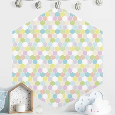 Papier peint hexagonal autocollant avec dessins - No.YK52 Hexagon Pastel