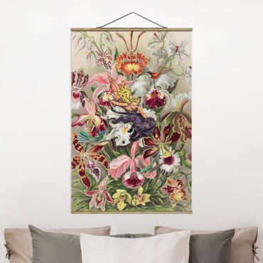 Tableau en tissu avec porte-affiche - Nymph With Orchids
