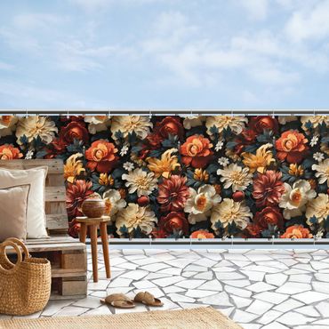 Brise-vue pour balcon - Motif de fleurs opulent