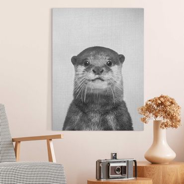 Tableau sur toile - Otter Oswald Black And White - Format portrait 3:4