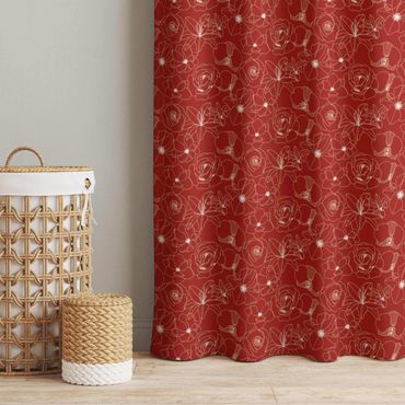rideau - Outline Flower Pattern - Red
