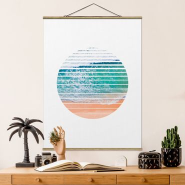 Tableau en tissu avec porte-affiche - Ocean In A Circle - Format portrait 3:4
