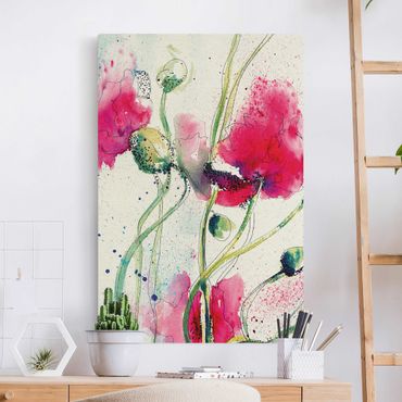 Tableau sur toile naturel - Painted Poppies - Format portrait 2:3