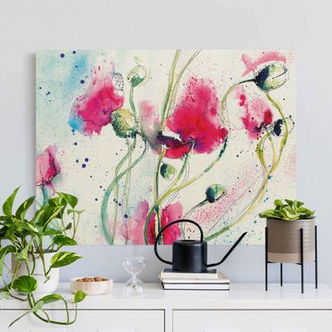 Tableau sur toile naturel - Painted Poppies - Format paysage 4:3