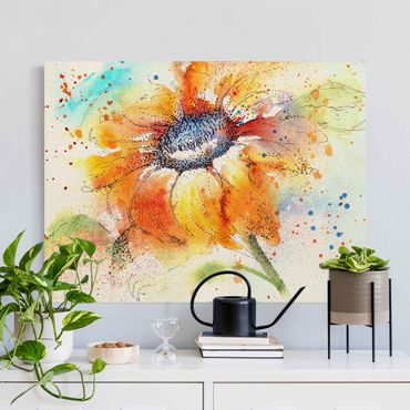 Tableau sur toile naturel - Painted Sunflower - Format paysage 4:3