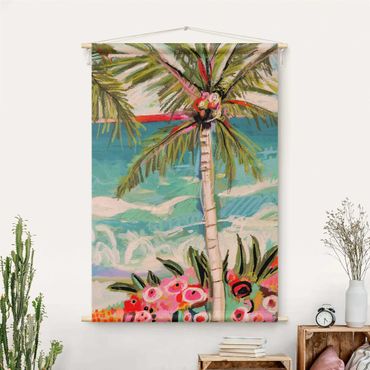 Tenture murale - Palm Tree With Pink Flowers II