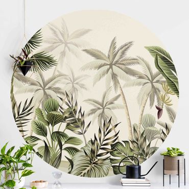Papier peint rond autocollant - Palm Trees In The Jungle