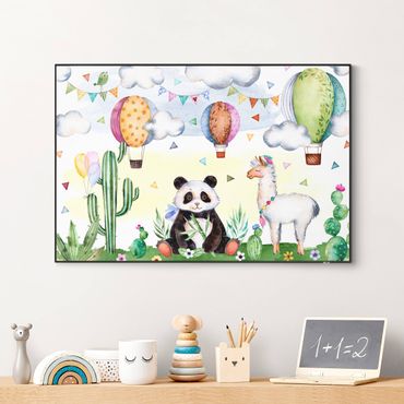 Tableau interchangeable - Panda et lama aquarelle