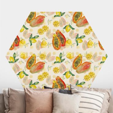 Papier peint panoramique hexagonal autocollant - Papayas And Lemons