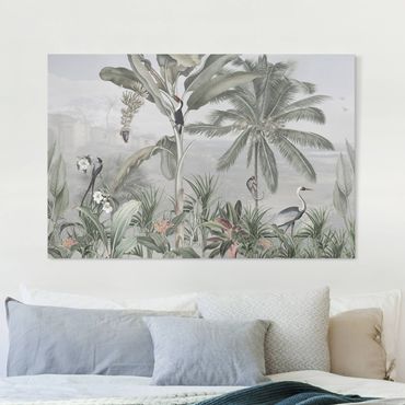 Impression sur toile - Oiseaux de paradis dans la jungle - Format paysage 3:2