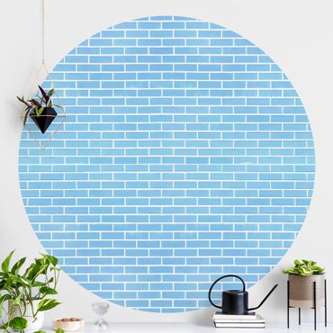 Papier peint rond autocollant - Pastel Blue Brick Wall