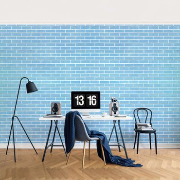 Papier peint - Pastel Blue Brick Wall