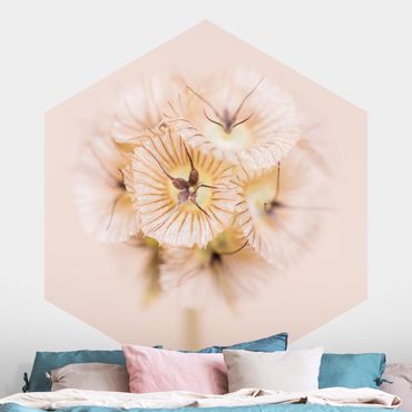 Papier peint hexagonal autocollant avec dessins - Pastel Bouquet of Flowers II
