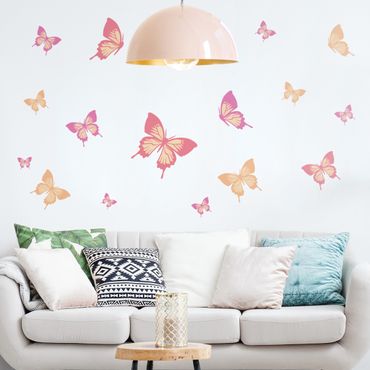 Sticker mural - Butterfly Set Pastel colours