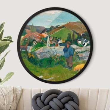 Tableau rond encadré - Paul Gauguin - The Swineherd