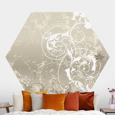 Papier peint hexagonal autocollant avec dessins - Mother Of Pearl Ornament Design