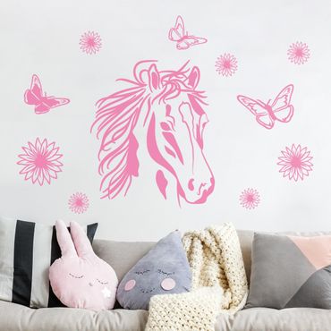 Sticker mural - Horse with flowers