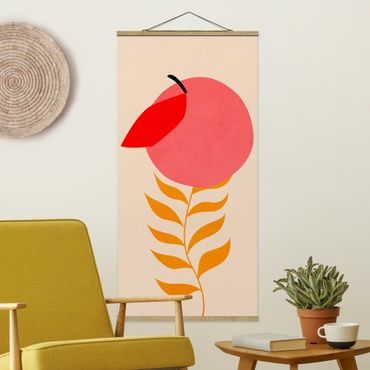 Tableau en tissu avec porte-affiche - Peach Plant In Pink