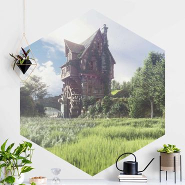 Papier peint panoramique hexagonal autocollant - Fantasy Mill