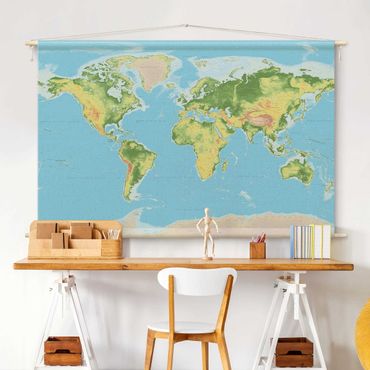 Tenture murale - Physical World Map