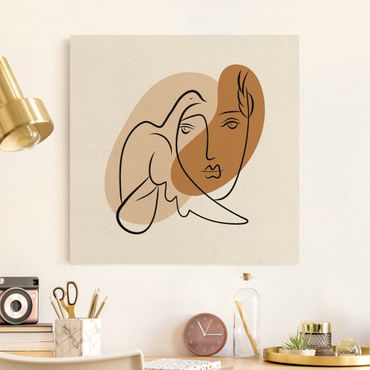 Tableau sur toile naturel - Picasso Interpretation - Woman With Dove - Carré 1:1