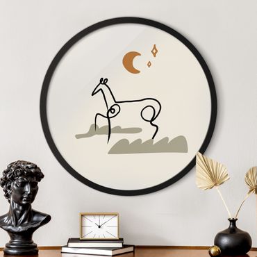 Tableau rond encadré - Picasso Interpretation - The Horse