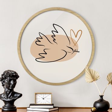 Tableau rond encadré - Picasso Interpretation - Dove Of Peace