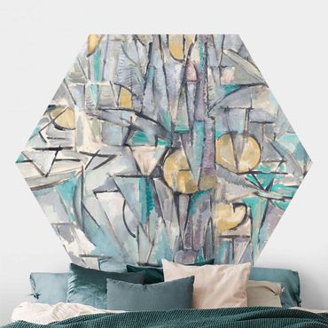 Papier peint hexagonal autocollant avec dessins - Piet Mondrian - Composition X
