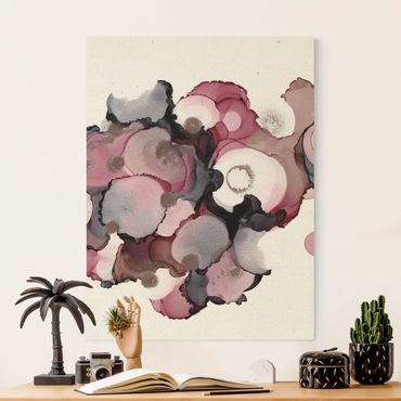 Tableau sur toile naturel - Pink Beige Drops With Pink Gold - Format portrait 3:4