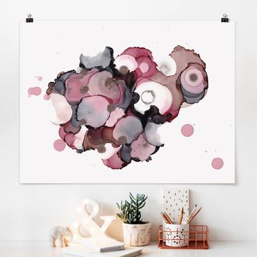 Poster - Pink Beige Drops With Pink Gold
