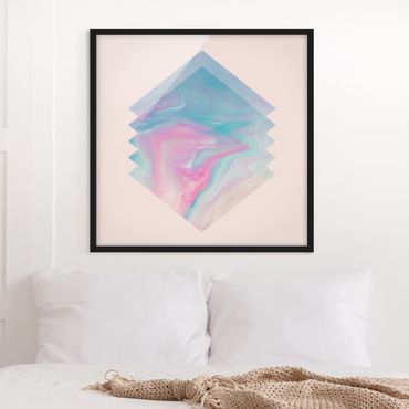 Framed poster - Pink Water Marble