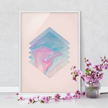 Framed poster - Pink Water Marble
