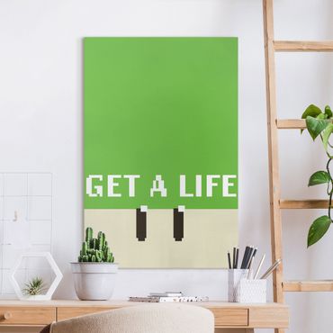 Tableau sur toile - Pixel Text Get A Life In Green