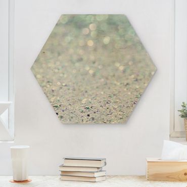 Hexagone en bois - Princess Glitter Landscape In Mint Colour