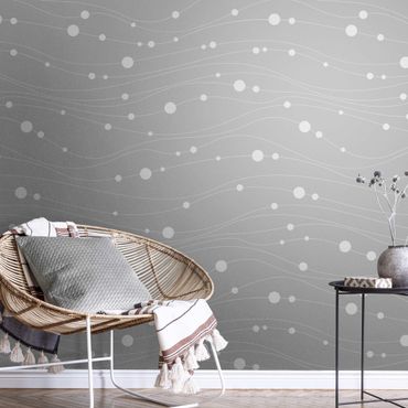 Metallic wallpaper - Dots On Wave Pattern In Front Of Gray