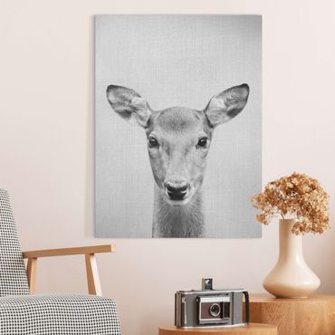 Tableau sur toile - Roe Deer Rita Black And White - Format portrait 3:4