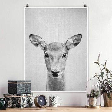 Poster reproduction - Roe Deer Rita Black And White