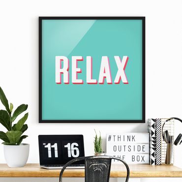 Framed poster - Relax Typo On Blue