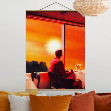 Tableau en tissu avec porte-affiche - Retro Collage - Breakfast With A View - Format portrait 3:4